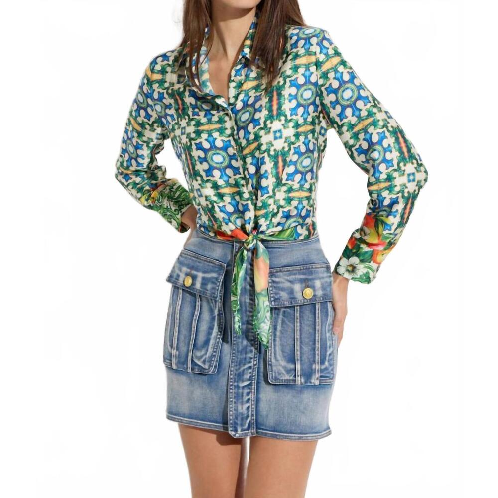 NEW OOLALA front pocket mini skirt in denim blue